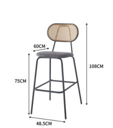 Nordlys Set Of 2 Industrial Bar Stools With Rattan Modern Design Style Dining Room - thumbnail 6
