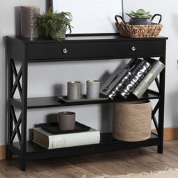 Wyld And Coco Nordichome Sideboard 100 X 30 Cm Black With 1 Drawer And 2 Shelves - thumbnail 2