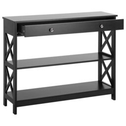 Wyld And Coco Nordichome Sideboard 100 X 30 Cm Black With 1 Drawer And 2 Shelves - thumbnail 5