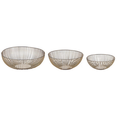 Beliani Set Of 3 Bowls Garut Metal Gold - image 1