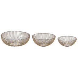 Beliani Set Of 3 Bowls Garut Metal Gold - thumbnail 1