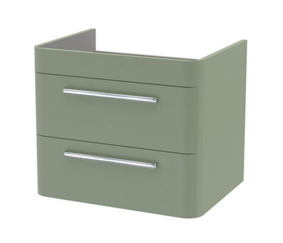 Hudson Reed Solar Wall Hung 2-Drawer Unit, Elegant Vanity Unit In Bathroom With Soft Close Drawers, Fern Green - image 1