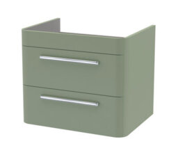 Hudson Reed Solar Wall Hung 2-Drawer Unit, Elegant Vanity Unit In Bathroom With Soft Close Drawers, Fern Green - thumbnail 1