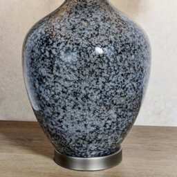 Classic Style Table Lamp Light Black & Grey Speckled Glass & Mink Silk Shade - thumbnail 4