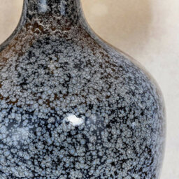 Classic Style Table Lamp Light Black & Grey Speckled Glass & Mink Silk Shade - thumbnail 5