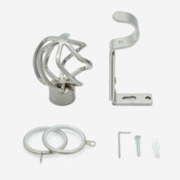 Stainless Steel 28mm Cage Fixed Length Metal Curtain Pole  370Cm - thumbnail 3