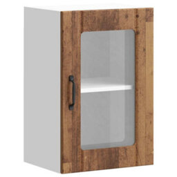 Berkfield Durable Kitchen Wall Cabinet With Glass Door Lucca Old Wood