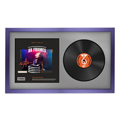 "30X17"" Purple Sleek Vinyl Record Frame With Silver Mount For 12 Inch Lp Album Cover & Disc - Ak Frames" - image 1