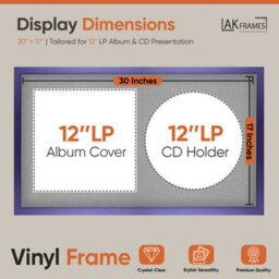 "30X17"" Purple Sleek Vinyl Record Frame With Silver Mount For 12 Inch Lp Album Cover & Disc - Ak Frames" - thumbnail 2