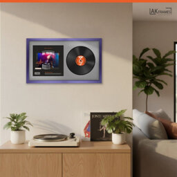 "30X17"" Purple Sleek Vinyl Record Frame With Silver Mount For 12 Inch Lp Album Cover & Disc - Ak Frames" - thumbnail 5