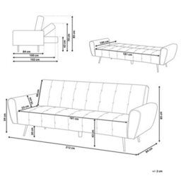 Beliani Sofa Bed 3 Seater Selnes Velvet Navy Blue - thumbnail 3