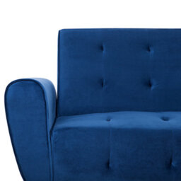 Beliani Sofa Bed 3 Seater Selnes Velvet Navy Blue - thumbnail 5