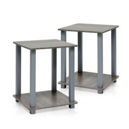 Walplus Furinno Simplistic End Table, Set Of Two Side Table For Bedroom, French Oak Grey - thumbnail 2