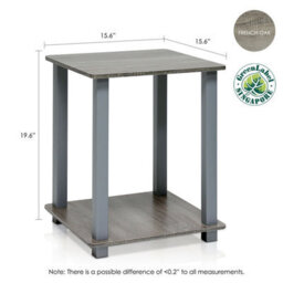 Walplus Furinno Simplistic End Table, Set Of Two Side Table For Bedroom, French Oak Grey - thumbnail 3