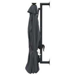 Berkfield Wall-Mounted Parasol With Leds And Metal Pole 300 Cm Anthracite - thumbnail 5