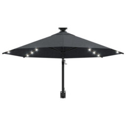 Berkfield Wall-Mounted Parasol With Leds And Metal Pole 300 Cm Anthracite - thumbnail 4