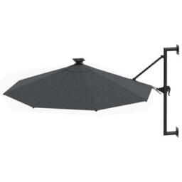 Berkfield Wall-Mounted Parasol With Leds And Metal Pole 300 Cm Anthracite - thumbnail 3