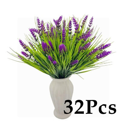 Amorly 32Pcs Uv Resistant No Fade Outdoor Artificial Plants Flowers,fake Lavender Flowers Indoor Outdoor Decor For Planter Front Porch - image 1