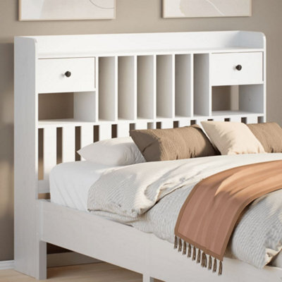Berkfield Headboard With Storage White 135 Cm Solid Wood Pine - image 1