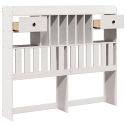 Berkfield Headboard With Storage White 135 Cm Solid Wood Pine - thumbnail 4