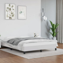Berkfield Bed Frame White 135X190 Cm 4Ft6 Double Faux Leather - thumbnail 1