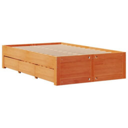 Berkfield Bed Frame Without Mattress With Drawers Wax Brown 120X200 Cm Solid Wood Pine - thumbnail 3