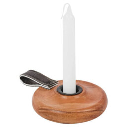 Urbn-Living Urbnliving Wooden Candle Holder With Handle Rustic Natural Light Wood Candlestick Décor - thumbnail 1