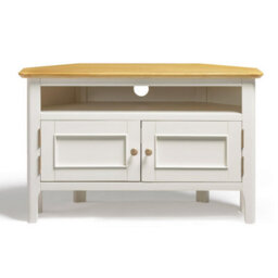 Furniturebox Uk Belle Oak Wood And Cream Corner Tv Stand - thumbnail 3