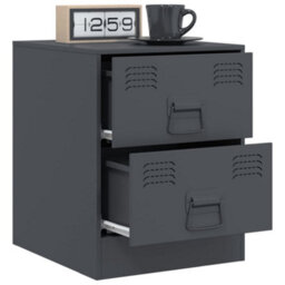 Berkfield Bedside Cabinets 2 Pcs Anthracite 34.5X39X44 Cm Steel - thumbnail 4