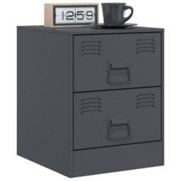 Berkfield Bedside Cabinets 2 Pcs Anthracite 34.5X39X44 Cm Steel - thumbnail 3