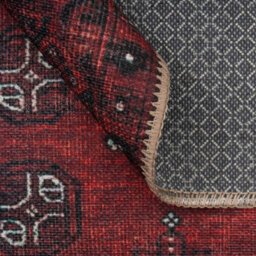 Loomed Distressed Red Traditional Persian Style Washable Non Slip Runner Rug 60X240Cm - thumbnail 5