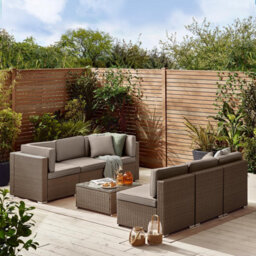 Furniturebox Orlando, Brown Rattan Garden Sofa Modular Outdoor Patio Couch Seating, Table & 6 Chairs Garden Corner Sofa Set +Cover - thumbnail 4