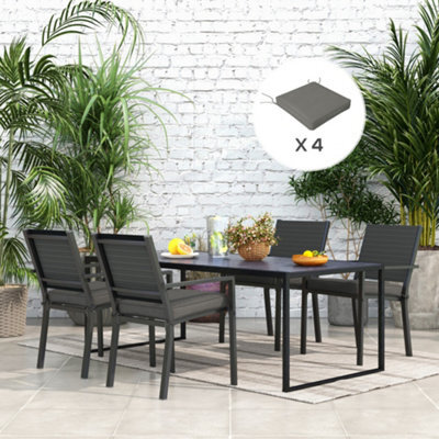 Outsunny Set Of 4 Outdoor Seat Cushion With Ties, For Patio Furniture, Grey - image 1