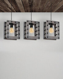 Milagro Theo Black And Grey Pendant Lamp 3Xe27 Hand Made Unique Industrial Style Formed From Matt Black Metal And Cool Grey Wood