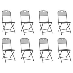 Berkfield 9 Piece Garden Dining Set Anthracite Metal Mesh - thumbnail 3