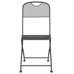 Berkfield 9 Piece Garden Dining Set Anthracite Metal Mesh - thumbnail 5