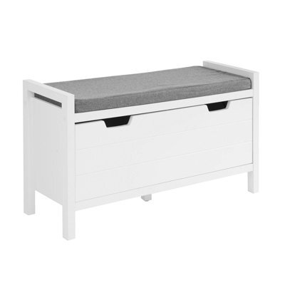 Sobuy Fsr97-W, Hallway Storage Bench Shoe Rack Shoe Cabinet With Seat Cushion,white,w91Xd30Xh50 - image 1