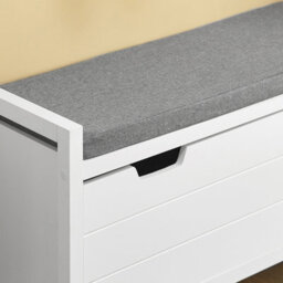 Sobuy Fsr97-W, Hallway Storage Bench Shoe Rack Shoe Cabinet With Seat Cushion,white,w91Xd30Xh50 - thumbnail 4