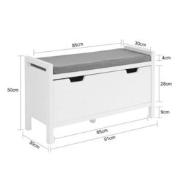 Sobuy Fsr97-W, Hallway Storage Bench Shoe Rack Shoe Cabinet With Seat Cushion,white,w91Xd30Xh50 - thumbnail 3