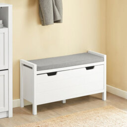 Sobuy Fsr97-W, Hallway Storage Bench Shoe Rack Shoe Cabinet With Seat Cushion,white,w91Xd30Xh50 - thumbnail 2