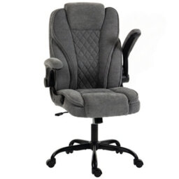 Homcom Office Chair, Computer Desk Chair With Flip-Up Armrest, Grey - thumbnail 2