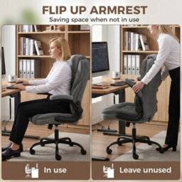 Homcom Office Chair, Computer Desk Chair With Flip-Up Armrest, Grey - thumbnail 6