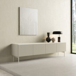 Arte Muti Tv Cabinet 195 Cm In Cashmere - Warm Wide Media Unit With Textured Pull-Down Access - thumbnail 5