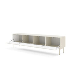 Arte Muti Tv Cabinet 195 Cm In Cashmere - Warm Wide Media Unit With Textured Pull-Down Access - thumbnail 2