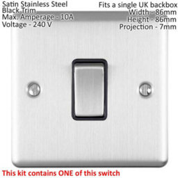 Satin Steel Bathroom Switch Set -1 Light - 1 Fan Isolator - 1 Twin Shaver Socket - thumbnail 2