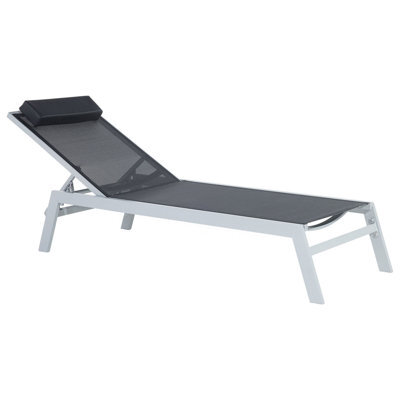 Beliani Sun Lounger Catania Reclining Metal Black - image 1