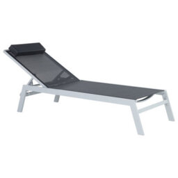 Beliani Sun Lounger Catania Reclining Metal Black - thumbnail 1