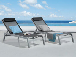 Beliani Sun Lounger Catania Reclining Metal Black - thumbnail 2