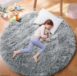Ameha Shaggy Rugs Soft Nonslip Area Round Grey Rug Living Room Bedroom Mat-120X120 Cm For Indoor/outdoor Rug - thumbnail 4