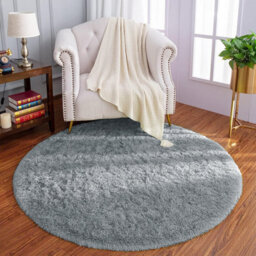 Ameha Shaggy Rugs Soft Nonslip Area Round Grey Rug Living Room Bedroom Mat-120X120 Cm For Indoor/outdoor Rug - thumbnail 6